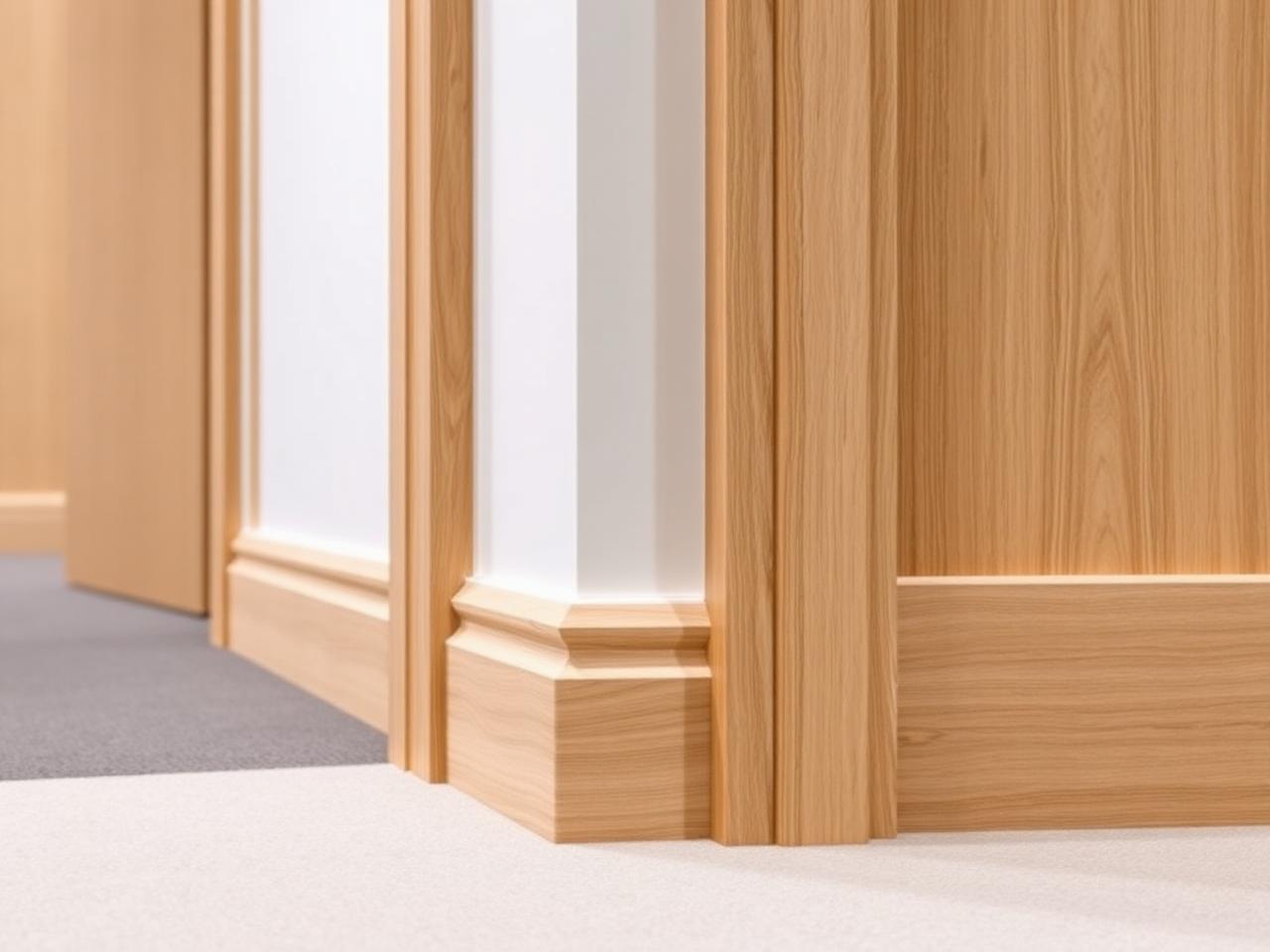 Commercial joinery detail showing door lining, architrave and skirting